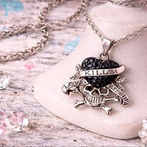 Ed Hardy inspired Love Kills Slowly necklace & Earring Set